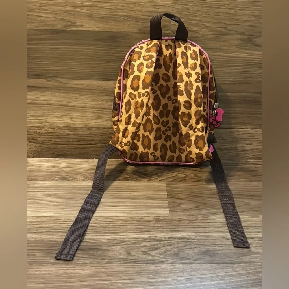 Hello Kitty 2014 Sanrio Mini Leopard Pink Brown Tan Bows Coated Canvas Bag